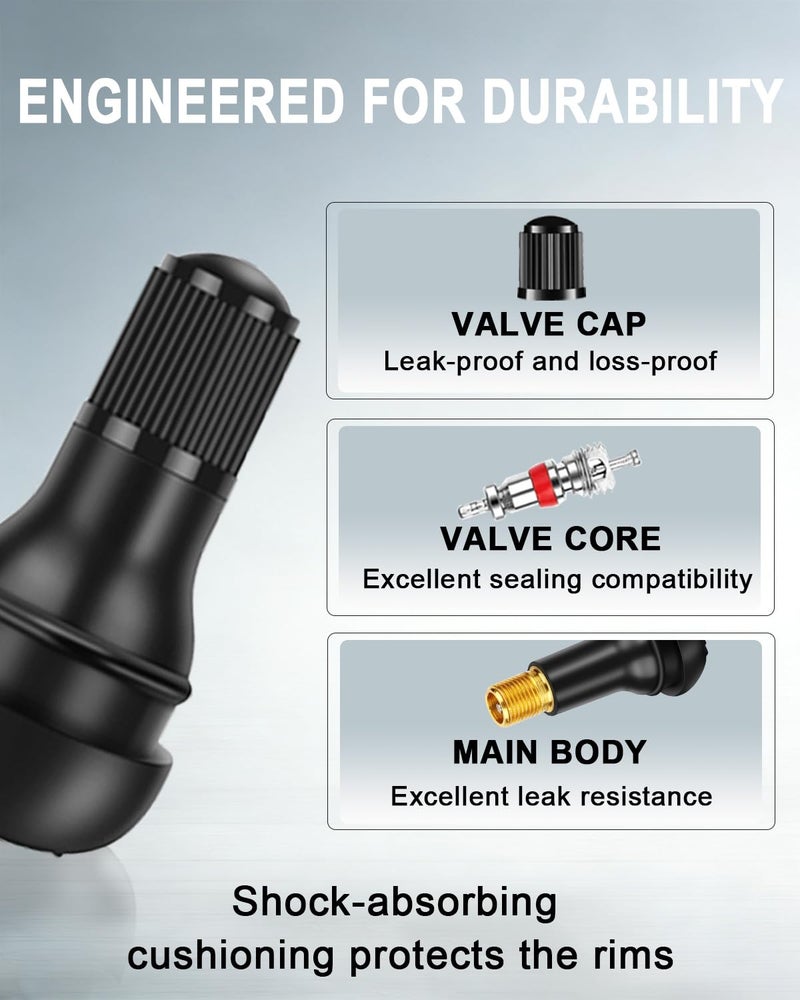Riseuvo 100 Pcs TR412 Rubber Snap-in Tire Valve Stems - Tubeless 0.453" Rim Hole Fit for Cars, Trucks, Trailers, ATVs, Lawn Mowers - Image 3